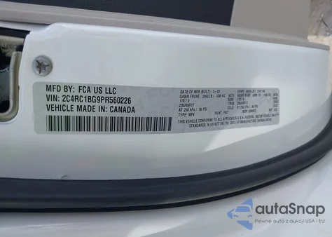 2023 Chrysler Pacifica Touring L z USA, uszkodzony, nr VIN 2C4RC1BG9PR560226